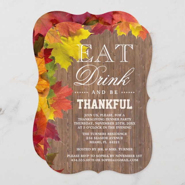 Rustic Fall Old Wood Barn Thanksgiving Invitation (Front/Back)