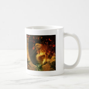 Rustic fall orange autumn leaves woodland raccoon coffee mug