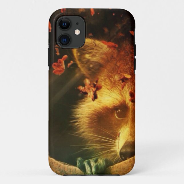 Rustic fall orange autumn leaves woodland racoon Case-Mate iPhone case (Back)