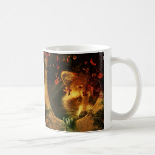 Rustic fall orange autumn leaves woodland racoon coffee mug