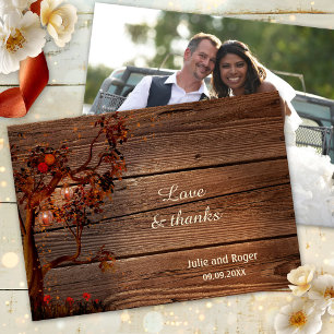 Rustic Fall Photo Wedding Thank You Card