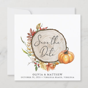 Rustic Fall Photo Wood Slice Boho Save the Date 