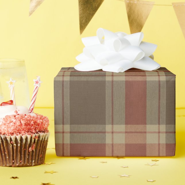 Rustic Fall Plaid Faux Fabric  Wrapping Paper Roll (Birthday Party)
