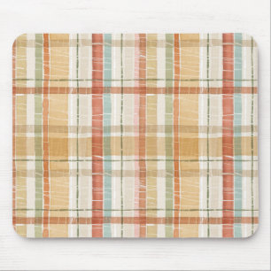 Rustic Fall Plaid Watercolor Pattern Mouse Mat