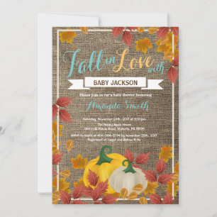 Rustic Fall Pumpkin Aqua Baby Shower invitation