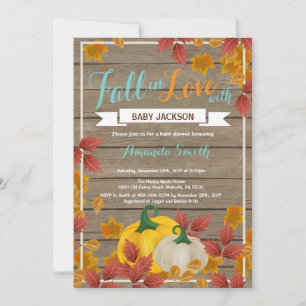 Rustic Fall Pumpkin Aqua Baby Shower invitation