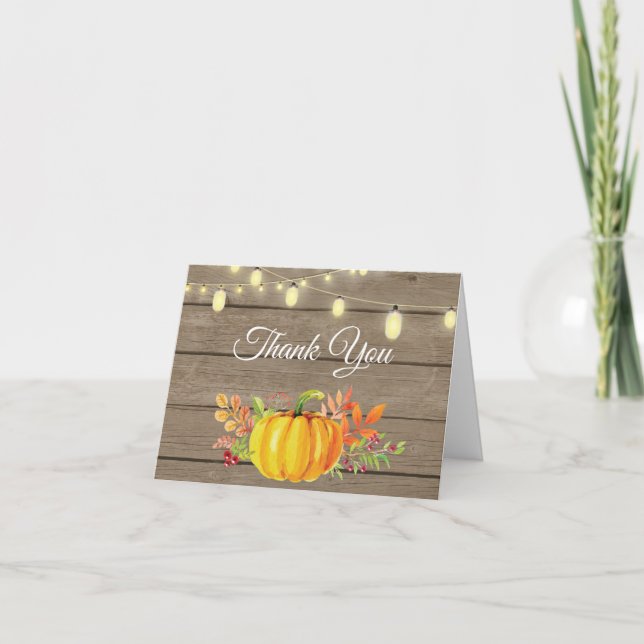 Rustic Fall Pumpkin Autumn Thank You card (Front)