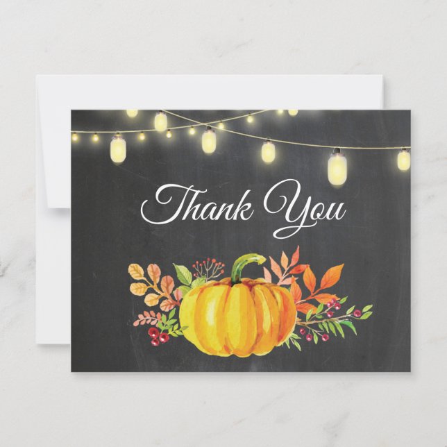 Rustic Fall Pumpkin Autumn Thank You card (Front)