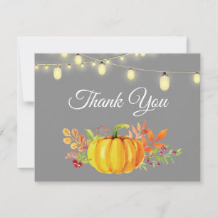 Rustic Fall Pumpkin Autumn Thank You card