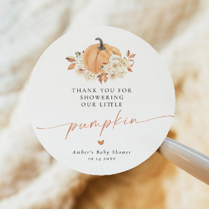 Rustic Fall Pumpkin Baby Shower Classic Round Sticker