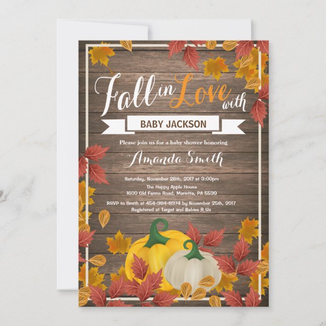 Rustic Fall Pumpkin Baby Shower invitation (Front)