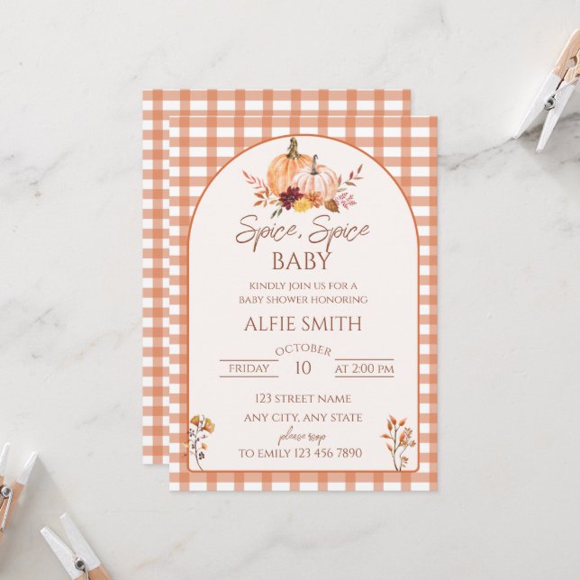 Rustic Fall Pumpkin Baby Shower Invitation (Front/Back In Situ)