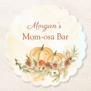 Rustic Fall Pumpkin Baby Shower Mum-mosa Paper Coa Coaster