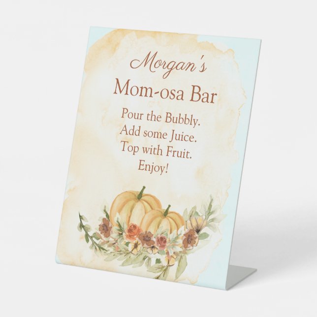Rustic Fall Pumpkin Baby Shower Mum-osa Bar Sign (Front)