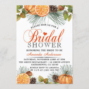 Rustic Fall Pumpkin Bridal Shower Invitation