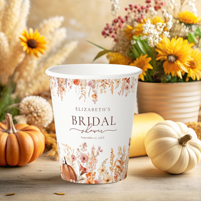 Rustic Fall pumpkin Bridal Shower Paper Cups (Creator Uploaded)