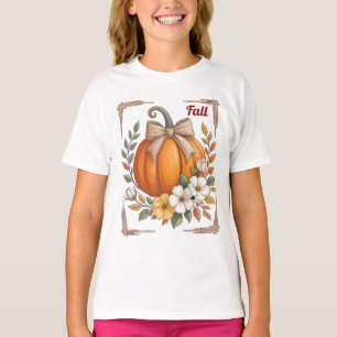 Rustic Fall Pumpkin Burlap Bow Wildflowers Autumn T-Shirt