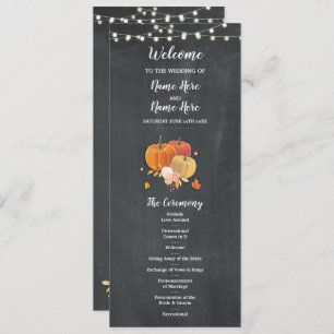 Rustic Fall Pumpkin Chalk Wedding Program Details Invitation