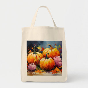 Rustic Fall Pumpkin Colorful Autumn Leaves Tote Bag