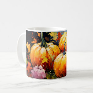 Rustic Fall Pumpkin Colourful Autumn Leaves Coffee Mug