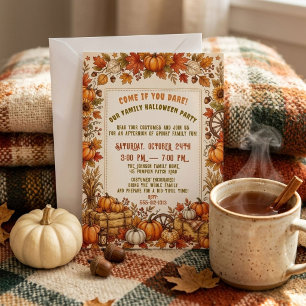 Rustic Fall Pumpkin Family Halloween Party Invitation