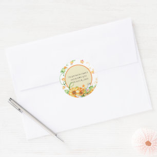 Rustic Fall Pumpkin Floral Blessed Thanksgiving    Classic Round Sticker