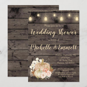 Rustic Fall Pumpkin Gold Wedding Shower Invitation