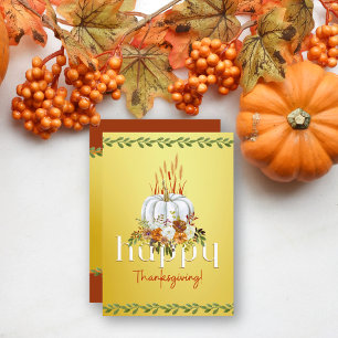 Rustic Fall Pumpkin Happy Thanksgiving Flat  Holiday Card