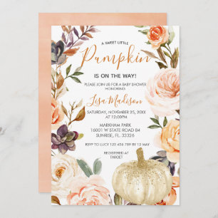 Rustic Fall Pumpkin is on the Way Baby Shower  Invitation