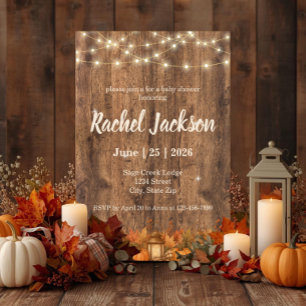 Rustic Fall Pumpkin Lantern Baby Shower Invitation