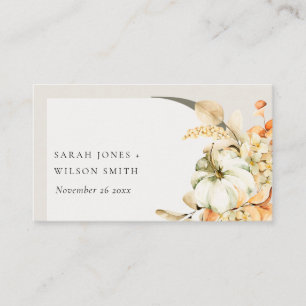 Rustic Fall Pumpkin Leafy Arch Floral Wedding Place Card