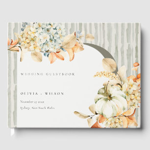 Rustic Fall Pumpkin Leafy Floral Arch Wedding Guest Book