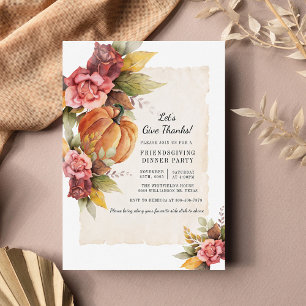 Rustic Fall Pumpkin Lets Give Thanks Friendsgiving Card