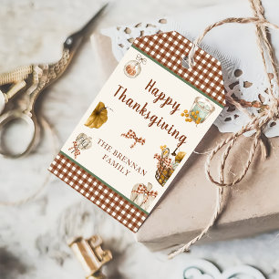 Rustic Fall Pumpkin Plaid Happy Thanksgiving Gift Tags