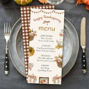 Rustic Fall Pumpkin Plaid Thanksgiving Dinner Menu