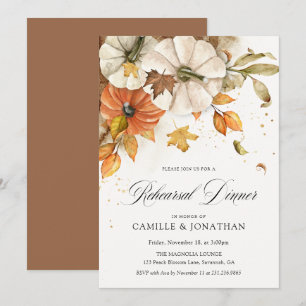 Rustic Fall Pumpkin Rehearsal Dinner Invitation