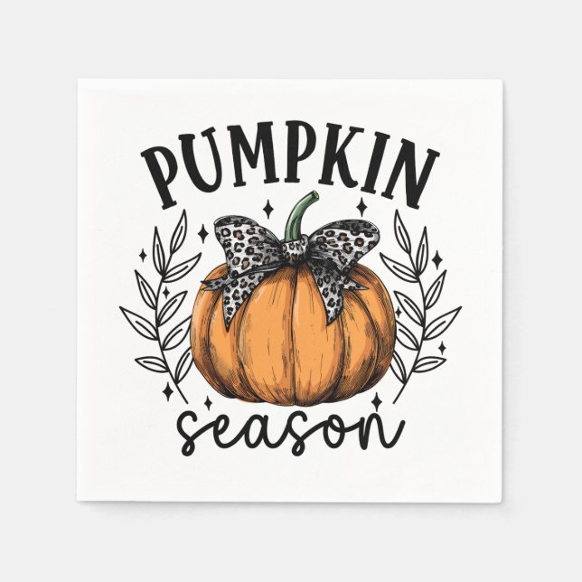 Rustic Fall Pumpkin Season Party Napkin (Front)