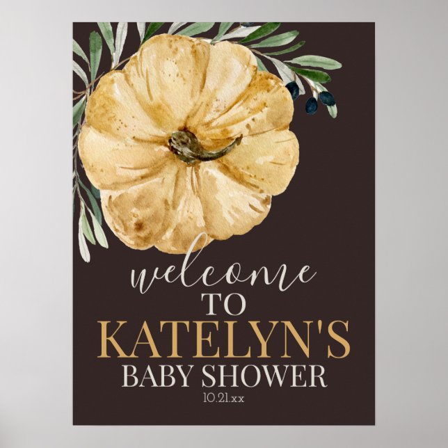 Rustic Fall Pumpkin Shower Welcome Sign (Front)
