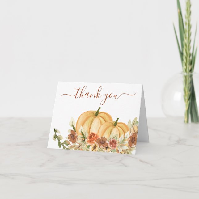 Rustic Fall Pumpkin  Thank You Card (Front)