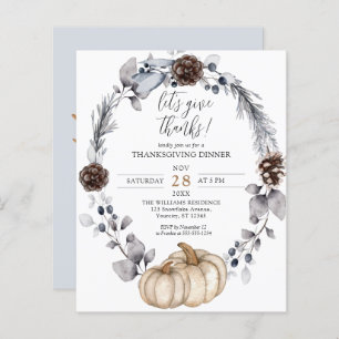 Rustic Fall Pumpkin Thanksgiving Dinner Invitation