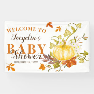 Rustic Fall Pumpkin    Watercolor Baby Shower Banner