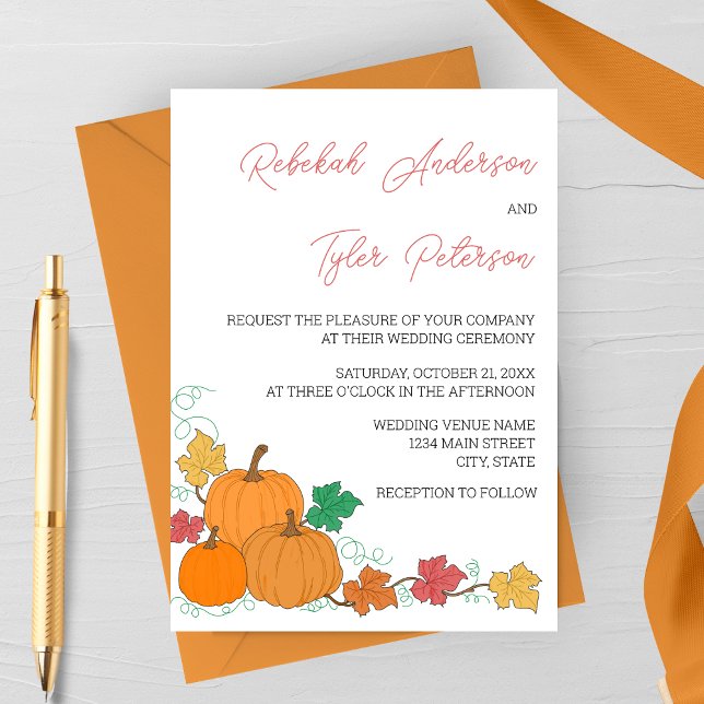 Rustic Fall Pumpkin Wedding Invitation (Creator Uploaded)