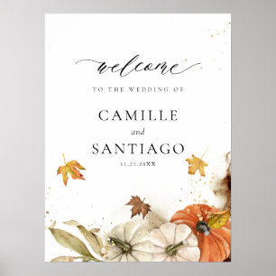Rustic Fall Pumpkin Wedding Reception Welcome Poster