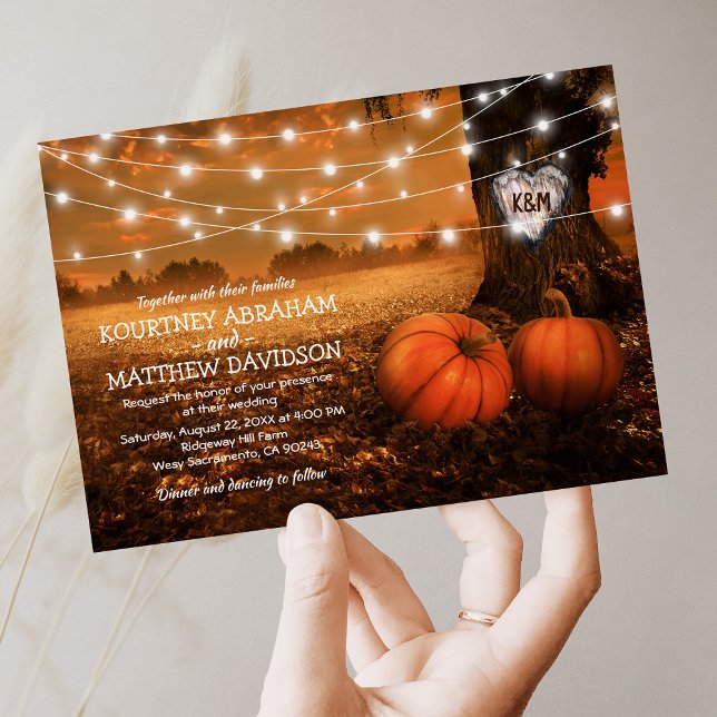 Rustic Fall Pumpkin Woodland Wedding Invitation (Creator Uploaded)