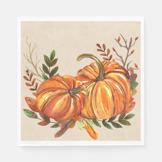 Rustic Fall Pumpkins Napkin (Front)