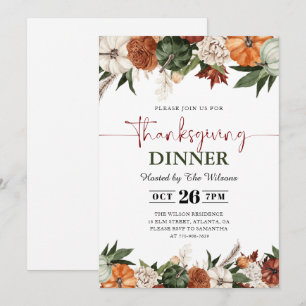 Rustic Fall Pumpkins Thanksgiving Dinner  Invitation