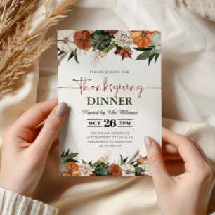 Rustic Fall Pumpkins Thanksgiving Dinner Invitation