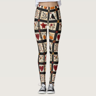 Rustic Fall Quilt Pattern   Farmhouse Patchwork Leggings