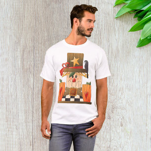 Rustic Fall Scarecrow with Pumpkins and Crow T-Shirt