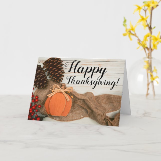 Rustic Fall Scene Greeting Card (Yellow Flower)